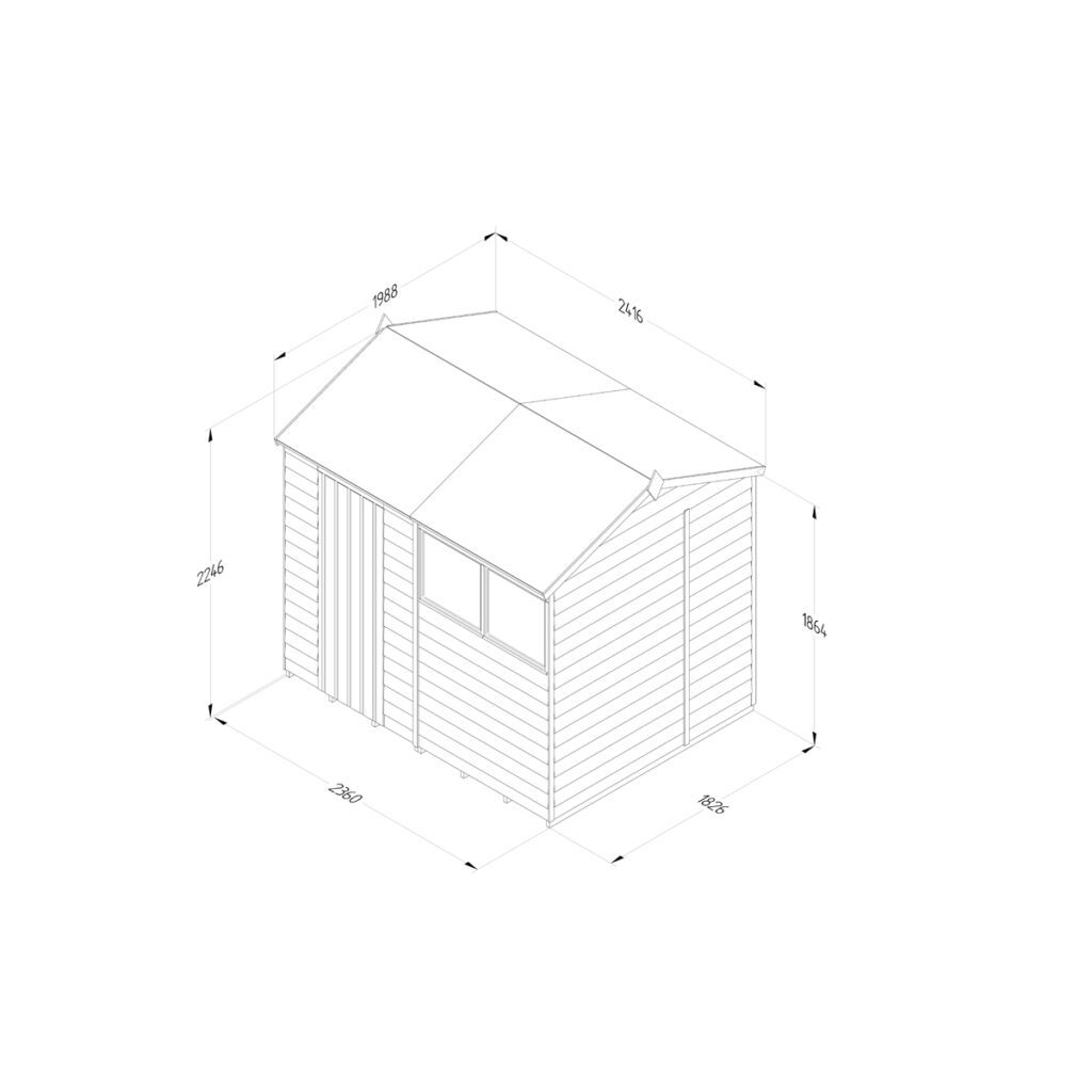 4LIFE Reverse Apex Shed 8×6 – Single Door – 2 Windows 5013053200605 2
